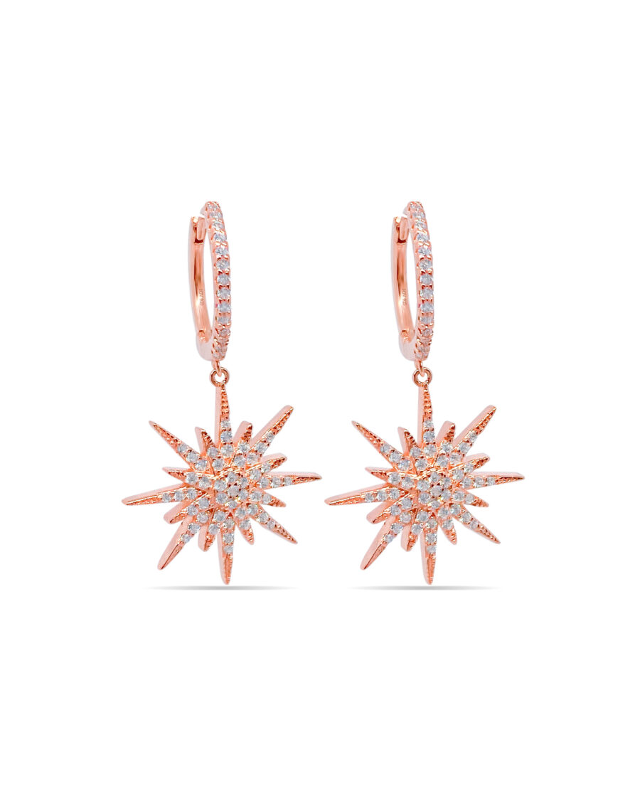 Dangling star earrings.