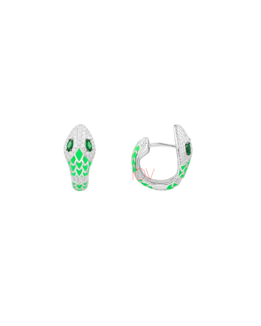 snake hoop enamel earrings.