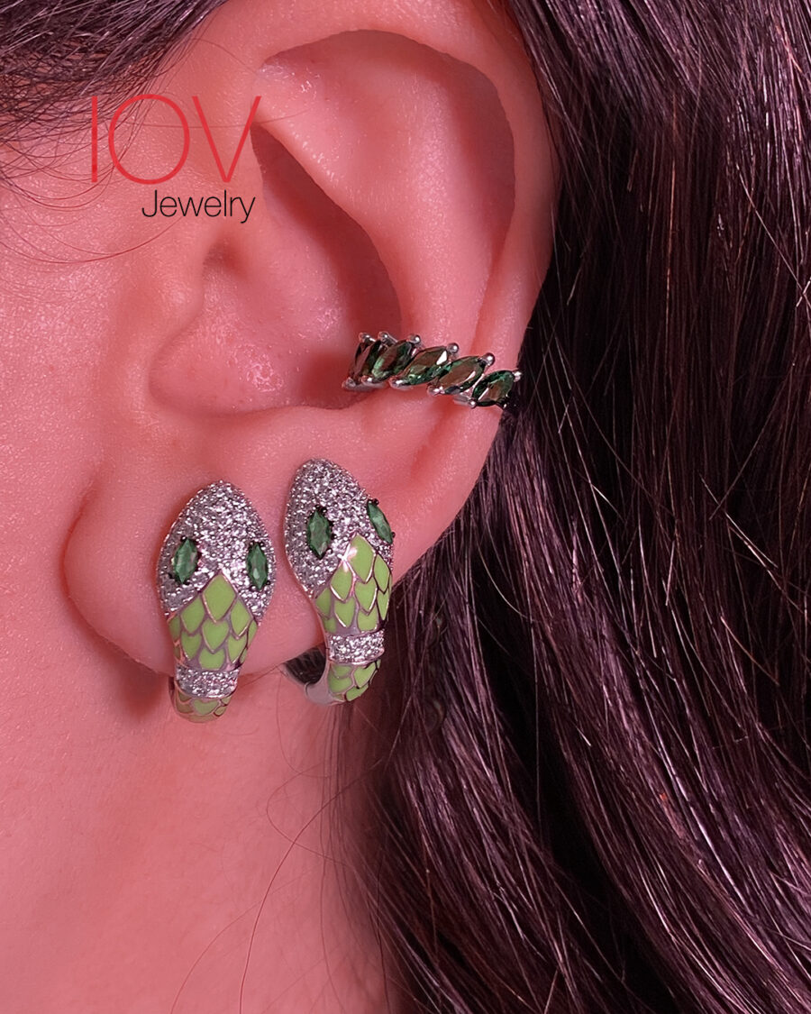 snake hoop enamel earrings. - Image 2