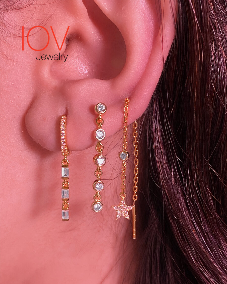 bezel setting chain links earrings. - Image 2