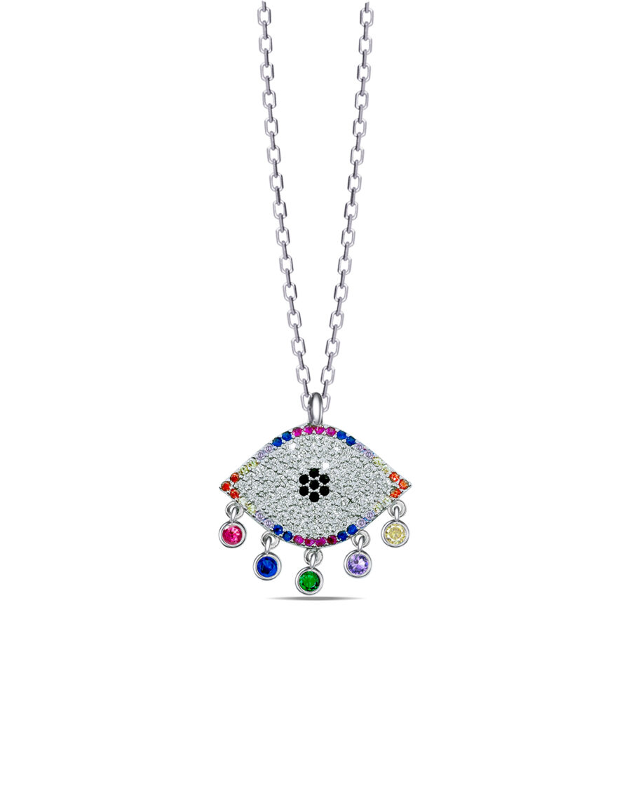 Colorful evil-eye necklace.