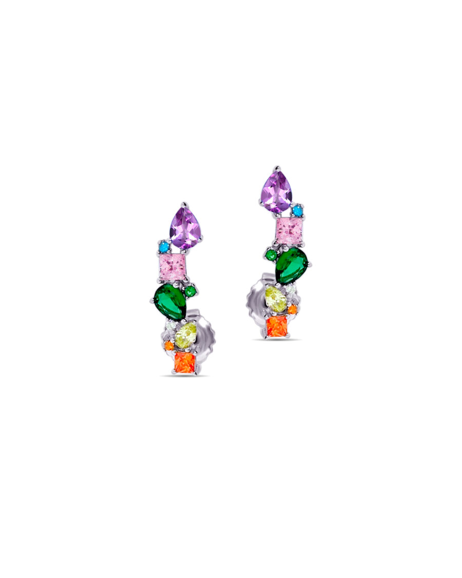 multicolored earrings.