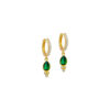 dangling emerald color pear shape hoops earrings