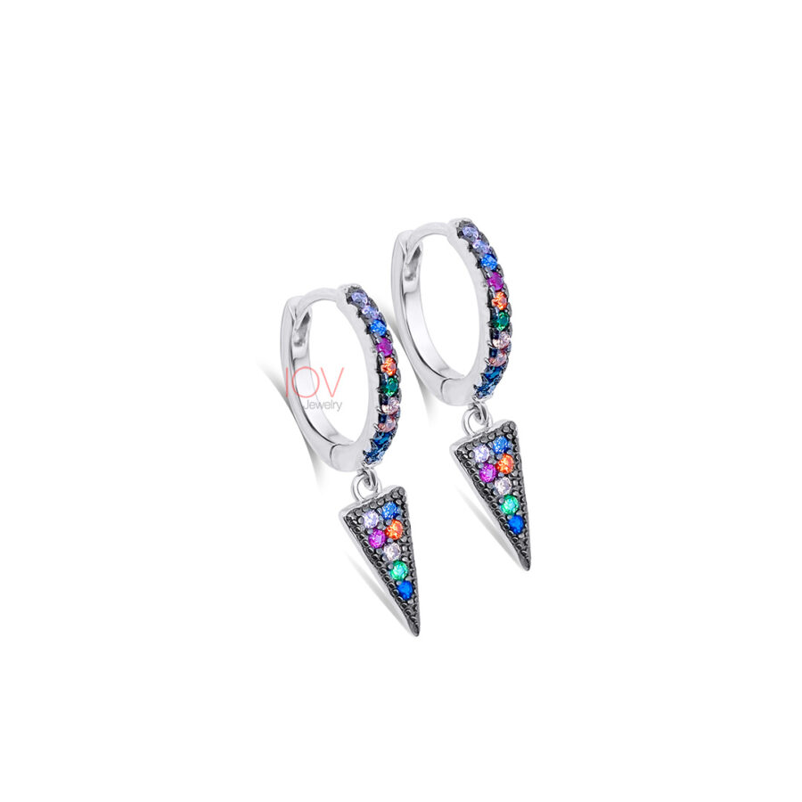 colorful hoops with dangling triangle.