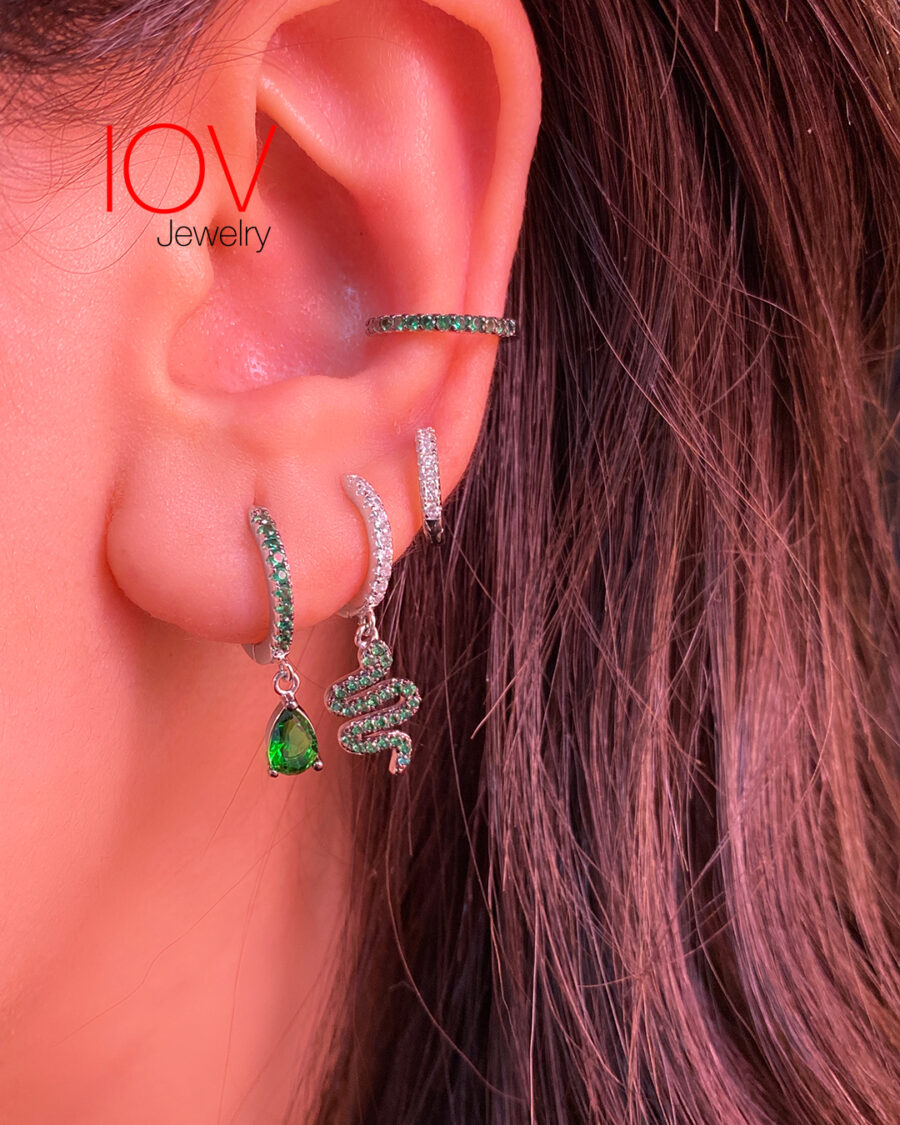 dangling green snake hoops. - Image 2