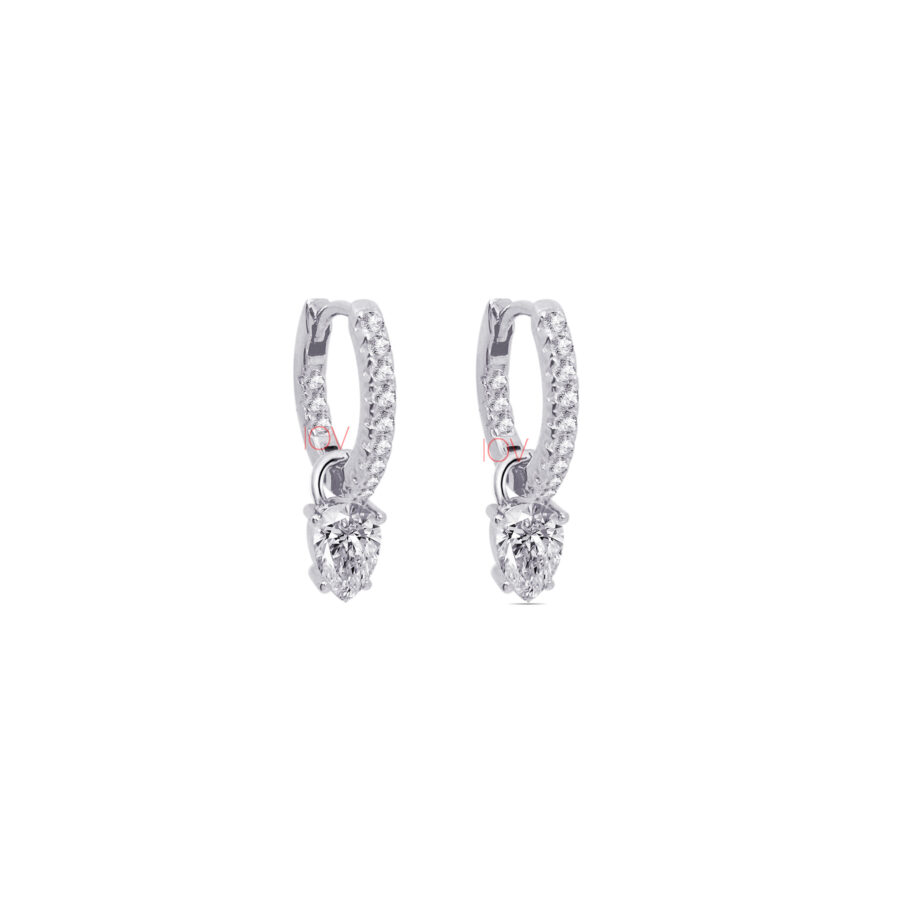 hoop earrings with removable pear shaped stone. - Image 2