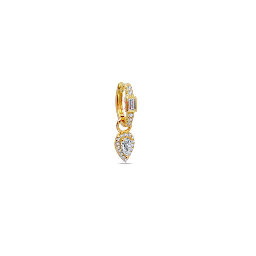 hoops with removable dangling pear shape.