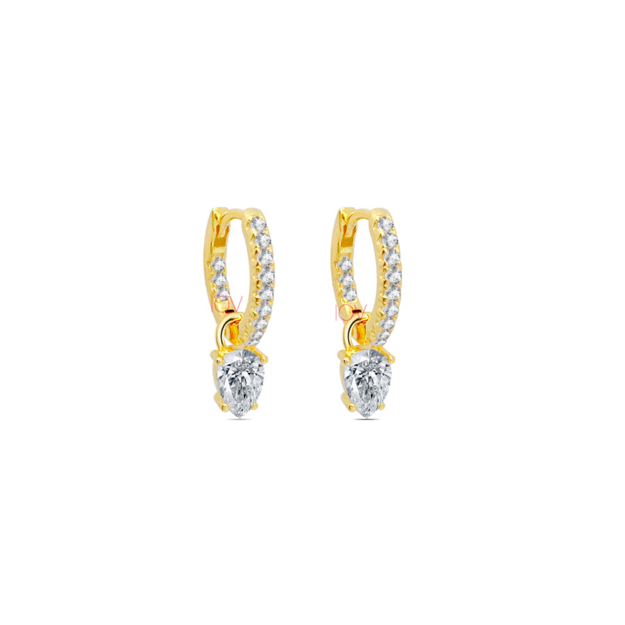 hoop earrings with removable pear shaped stone.