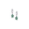dangling green snake hoops.
