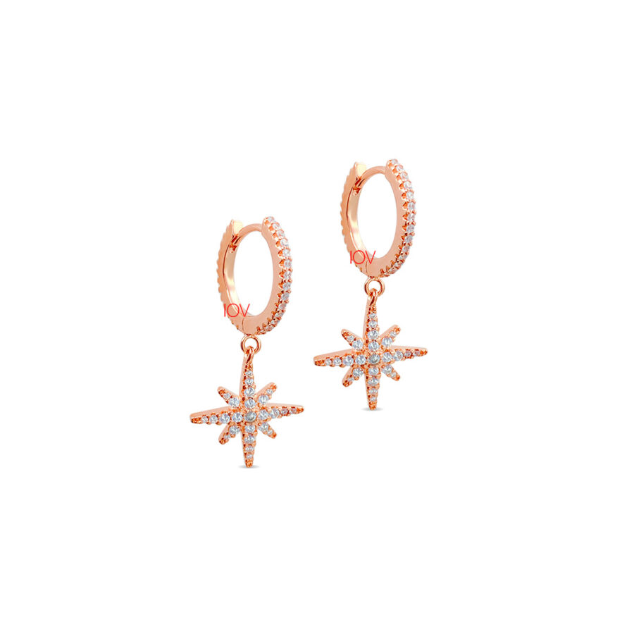 Dangling star hoops earrings.