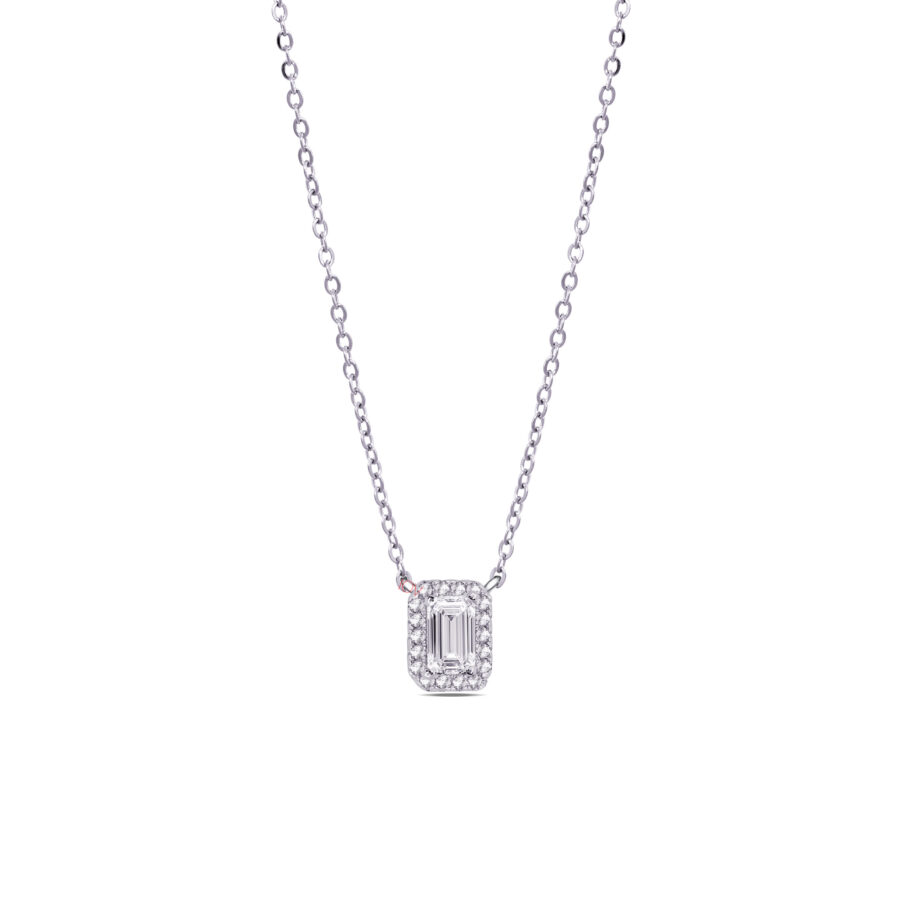 emerald cut diamond style necklace.