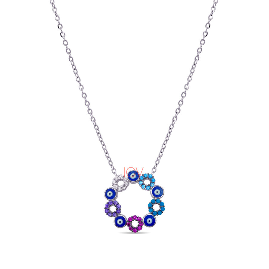 colored eye circle necklace.