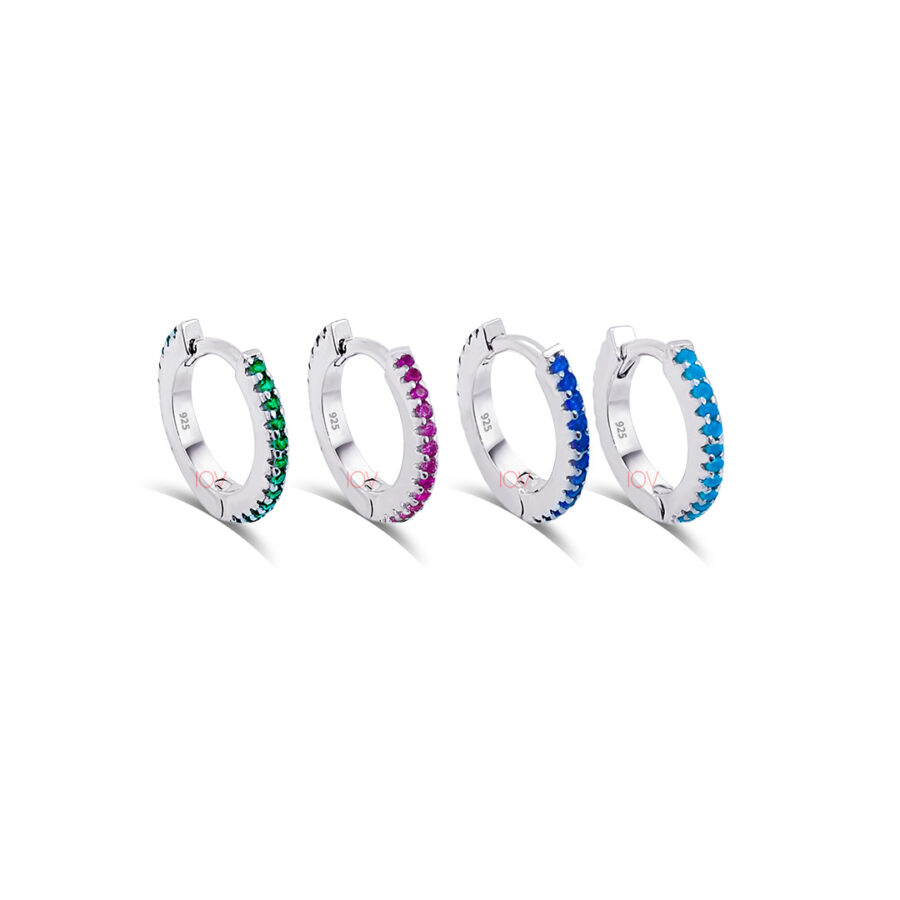 colored stones hoops earrings.