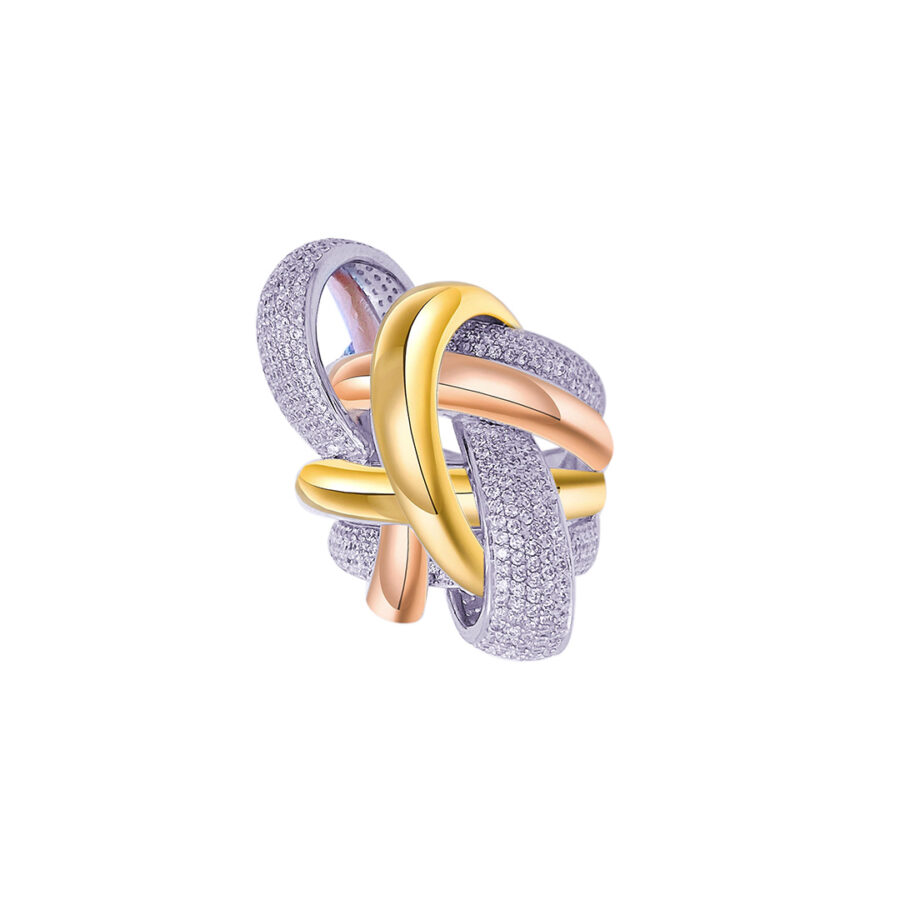 luxury three tones diamond model ring.