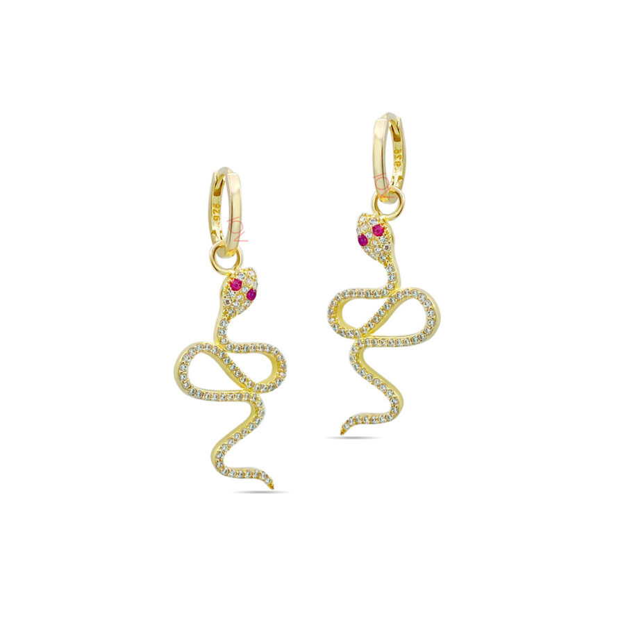 dangling serpent hoop earrings.