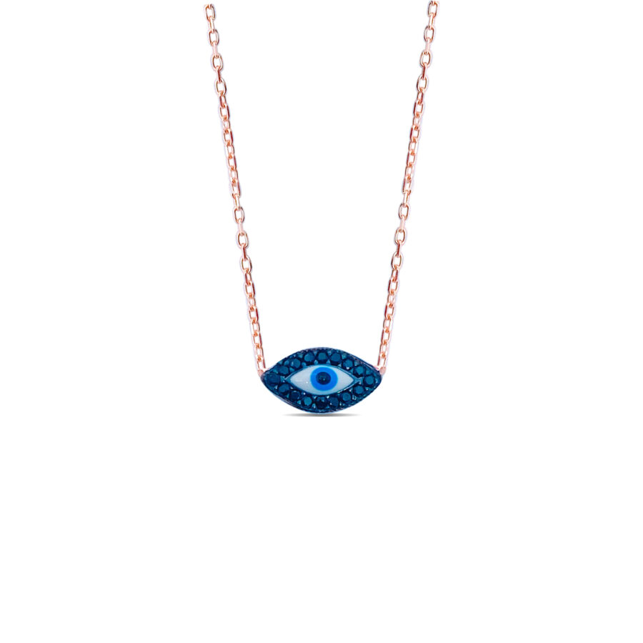 rosegold onyx evil-eye necklace.
