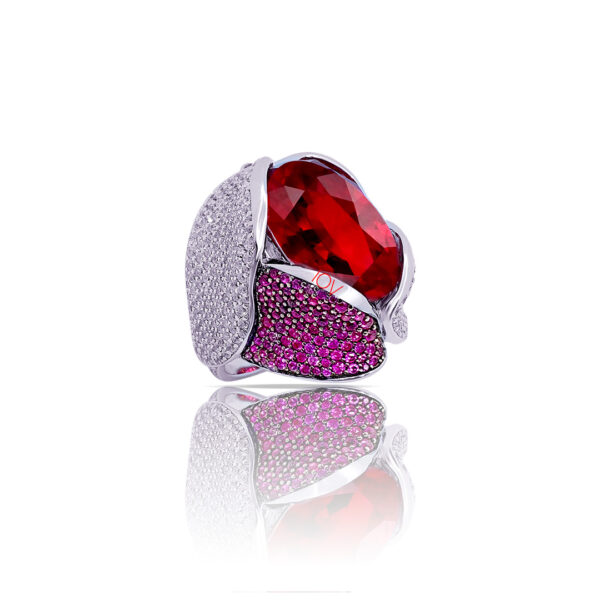Luxury ruby color ring.
