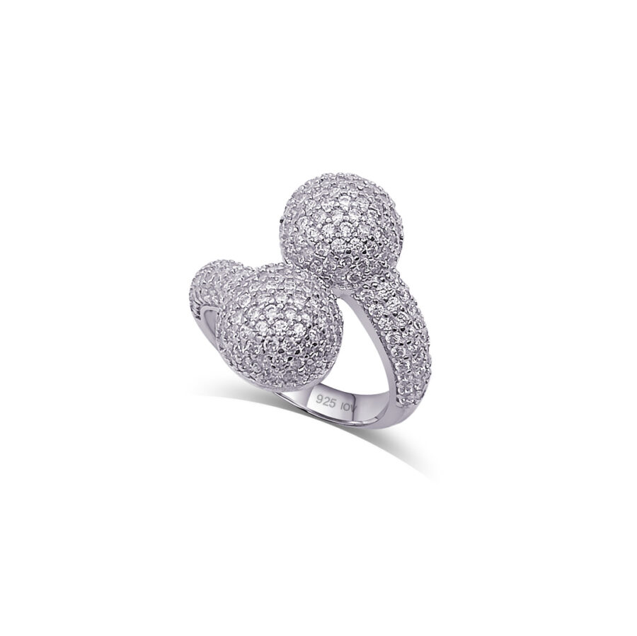 CZ two domes shape ring.