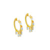 sterling silver hoops with dangling baguette parts plated with gold.