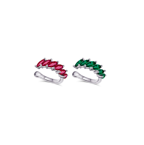 ruby and emerald color marquise stones earcuffs.