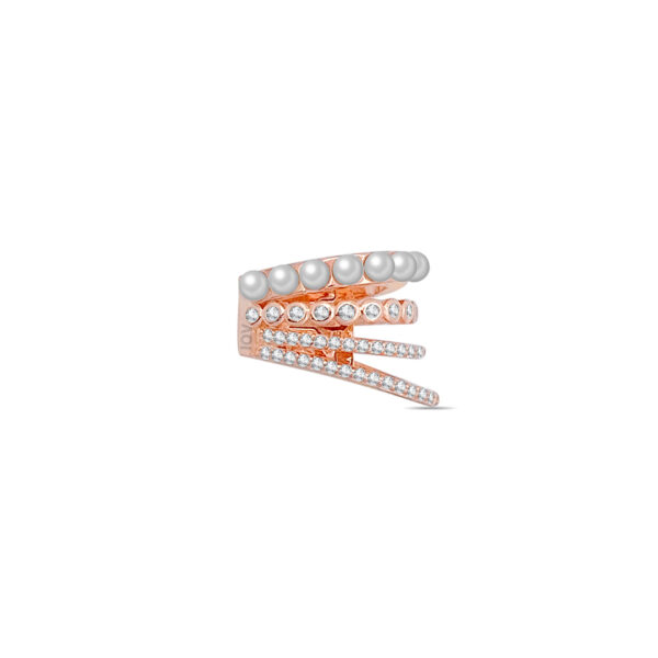 rose gold multi-lines with pearl earcuff.