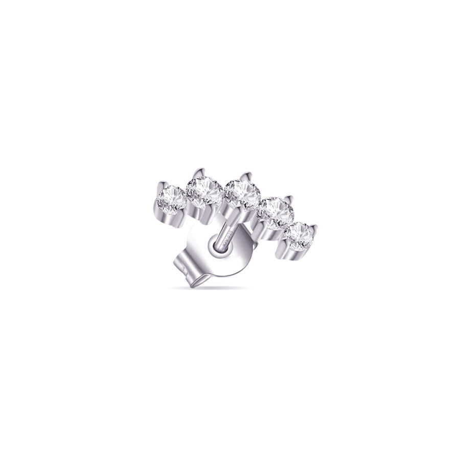 five stones small curved stud earring. - Image 2