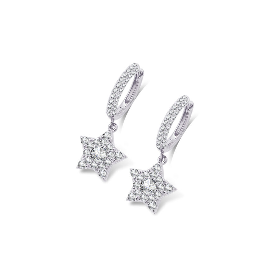 Dangling star hoops earrings. - Image 2