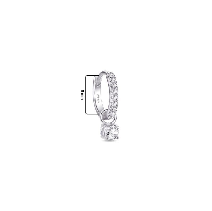 hoops earrings with dangling removable round stone. - Image 3