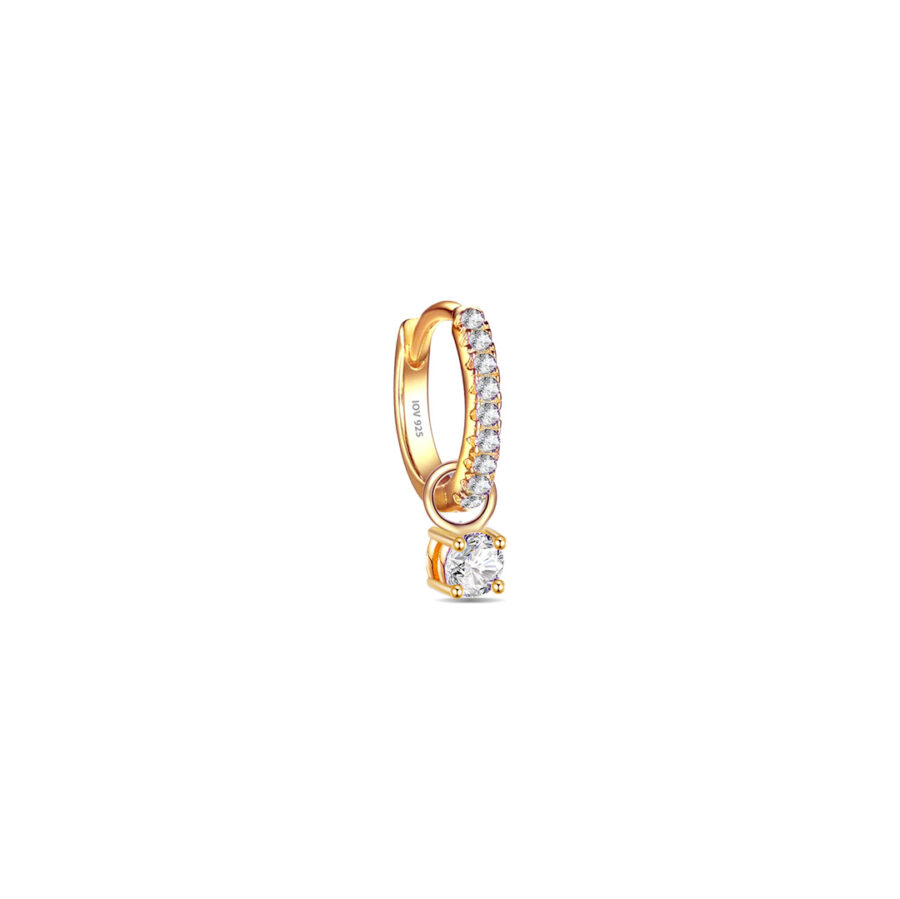 hoops earrings with dangling removable round stone. - Image 5