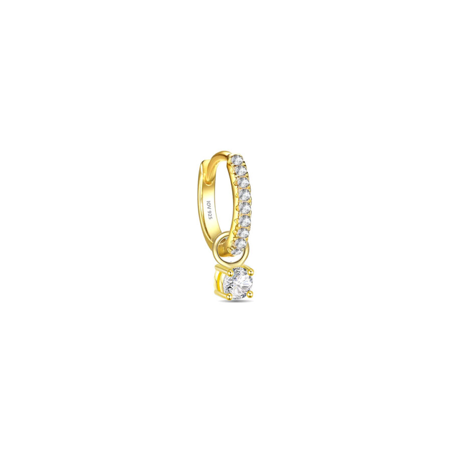 hoops earrings with dangling removable round stone. - Image 4