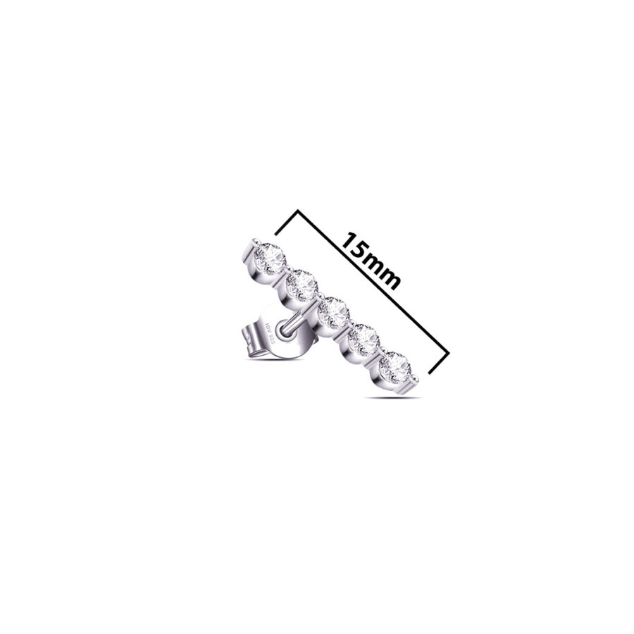five stones bar stud earring. - Image 2