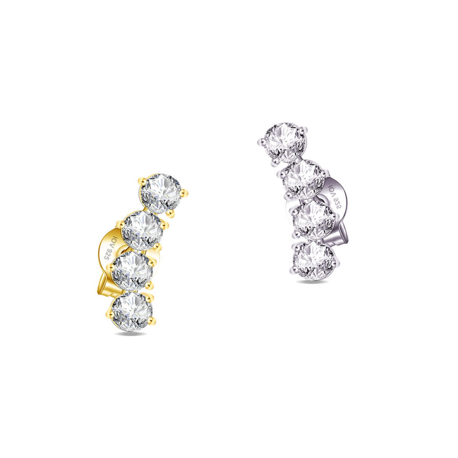 curved four stones stud earring.