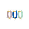 enamel rectangular shape golden hoops.
