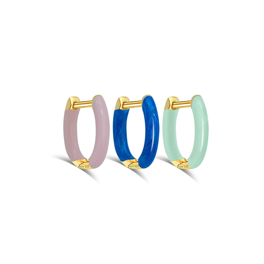 enamel rectangular shape golden hoops.