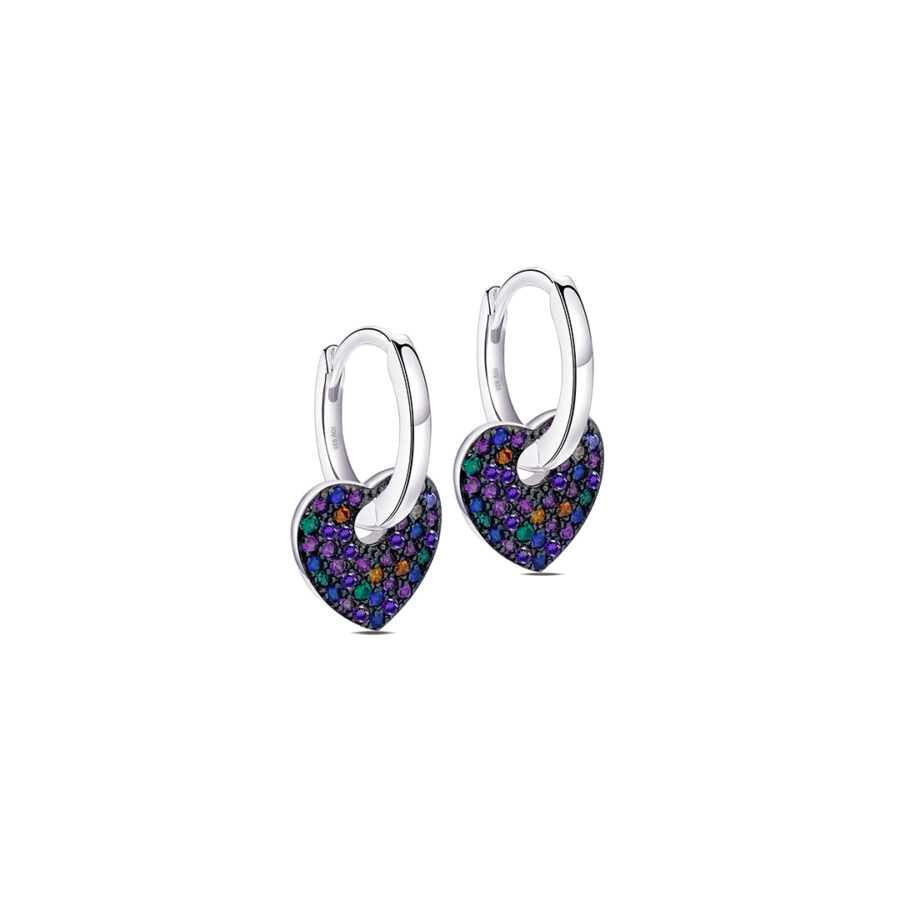 plain hoop earrings with removable colorful heart shape.
