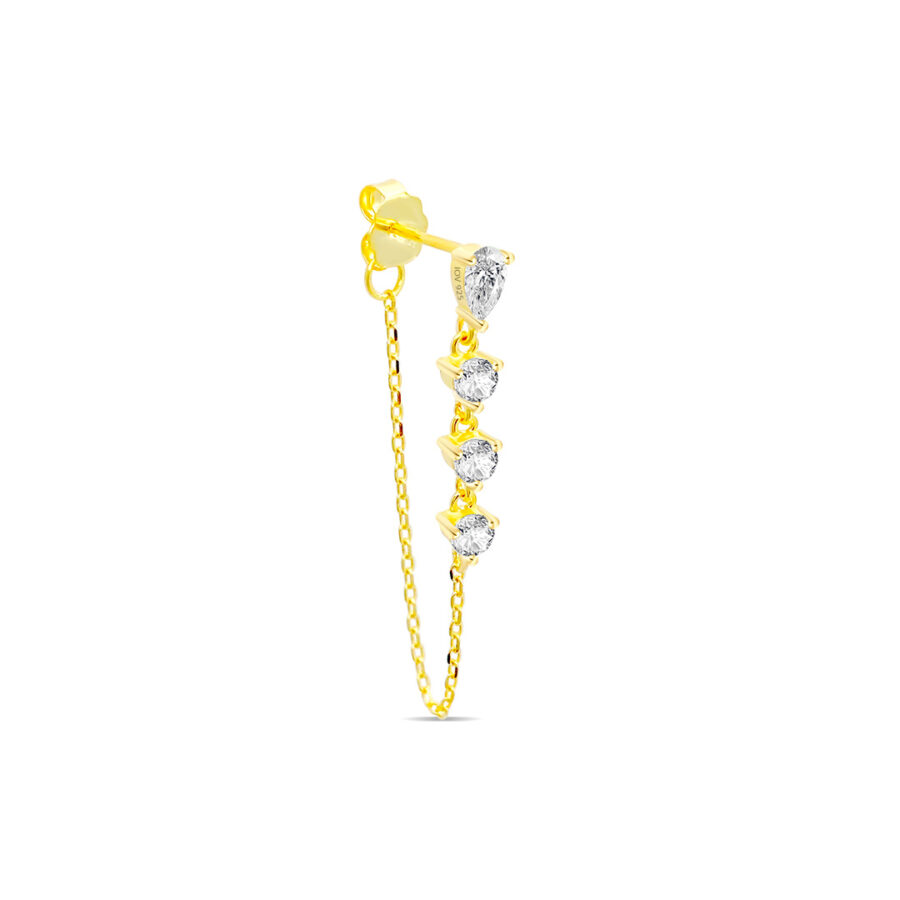 pear and round stones dangling chain earring.