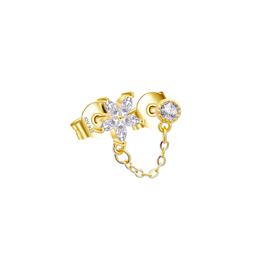 flower shape and single stone chain linked.