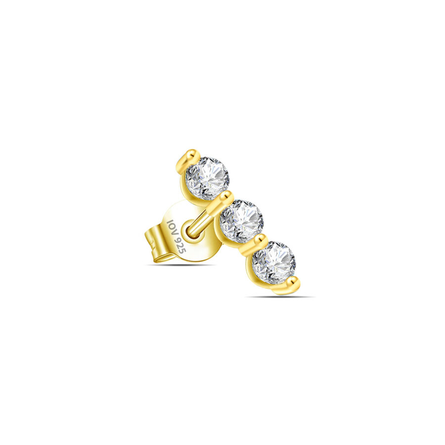 Three stones bar stud earring.
