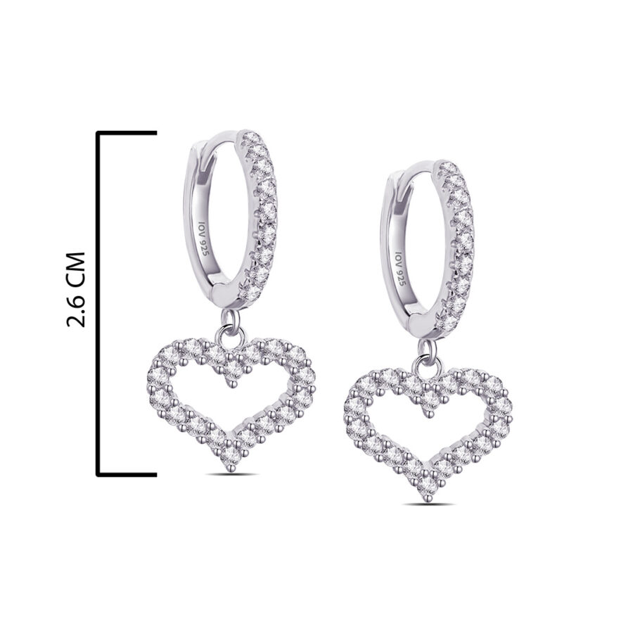 Dangling heart shape hoop earrings. - Image 2
