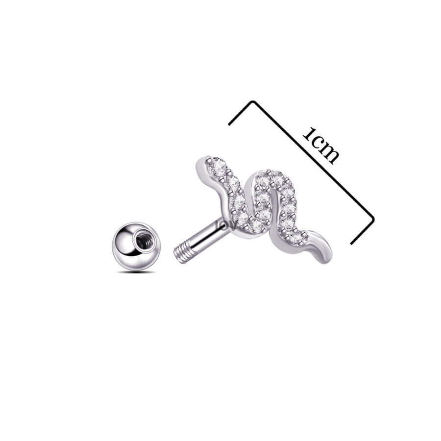 snake screw back ball earring. - Image 2