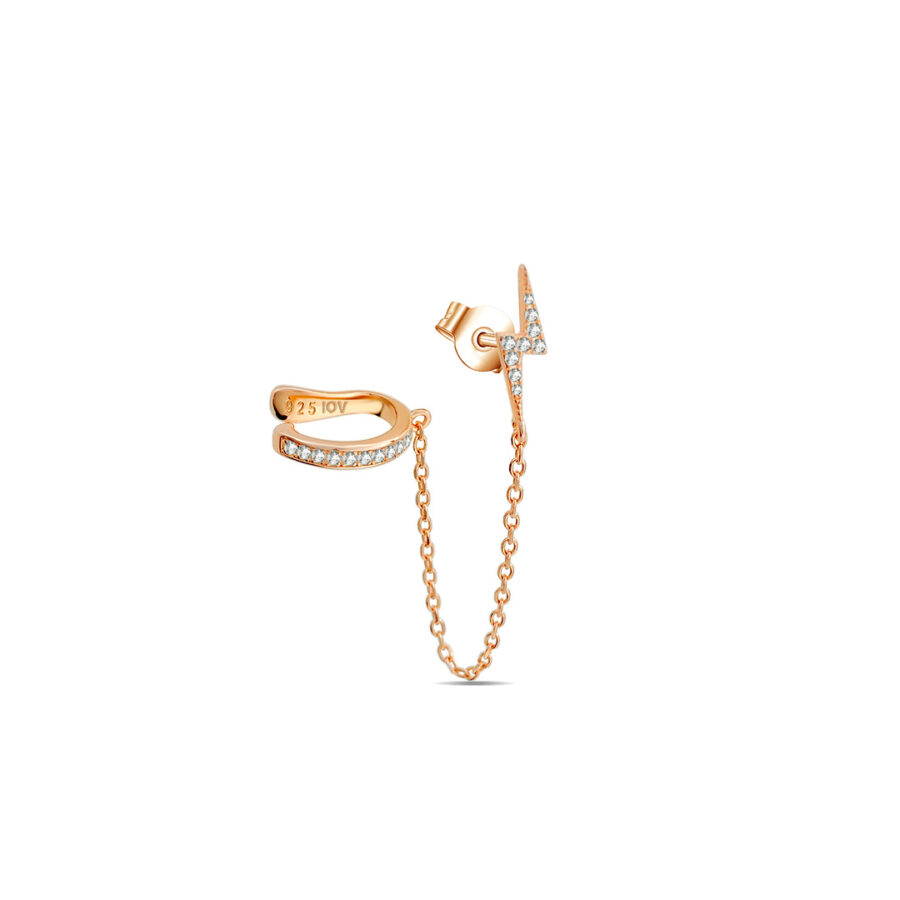 Bolt shape linked to earcuff.