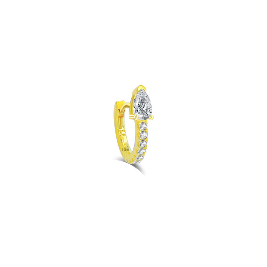 8 mm hoop with pear shape stone.