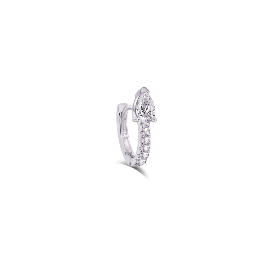 8 mm hoop with pear shape stone. - Image 2