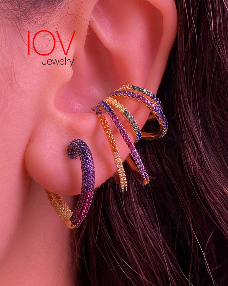 multi-colored hear shape earring. - Image 2