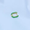 rectangular shape green earring plated with yellow gold.
