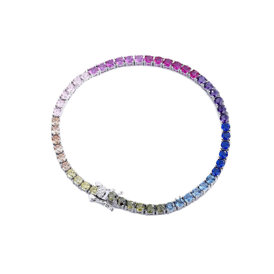 rainbow colors tennis bracelet.