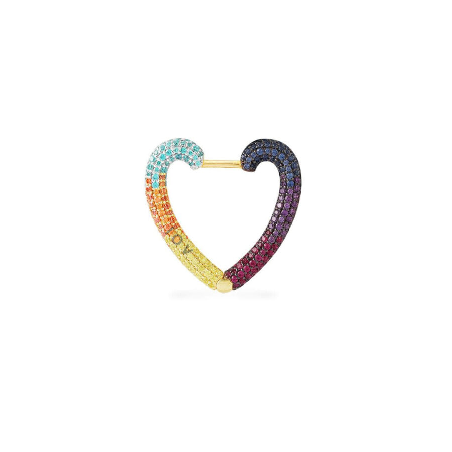 multi-colored hear shape earring.