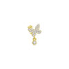 butterfly stud earring with dangling bezel setting stone.