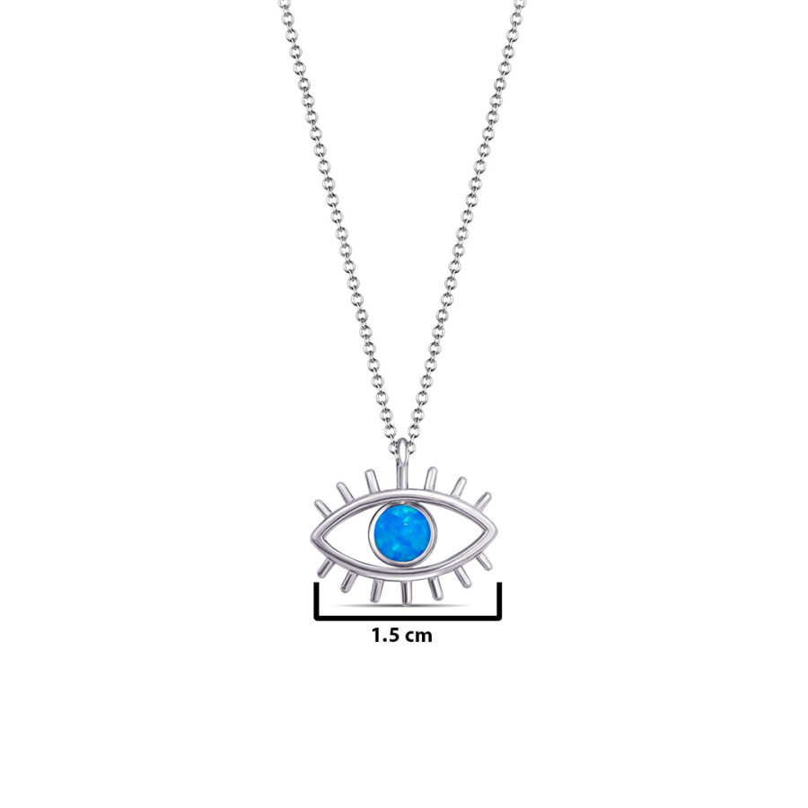 eye shape necklace with opal round stone. - Image 2