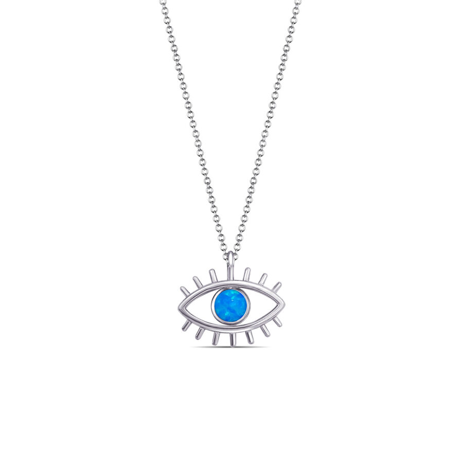 eye shape necklace with opal round stone.